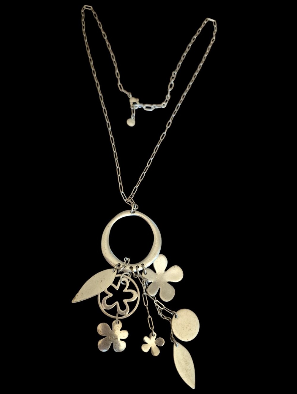 Bohm Silver Floral Dangle Pendant Necklace